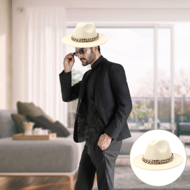 Sombrero de fieltro Baoblaze Panamá Trilby grueso beige