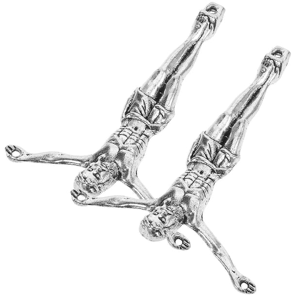 Diy Jesus Figurine Diy Crucifix Wall Cross Jesus Statue Home Use Silver 5.40X4.00X1.00CM Church Decoration 2Pack