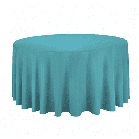

12 Pack 120 Inch round Polyester Tablecloth 24 COLOR Table Cover Wedding Party (Color: Turquoise Blue)