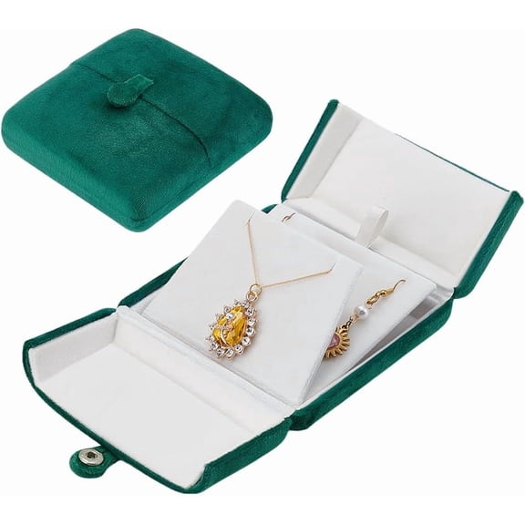 Necklace Box Velvet Jewelry Box Gift Pendant Boxes Necklace Case for Jewelry Gift Necklace Display Presentation Boxes for Wedding Anniversary 3.9x3.9x1.8 Inch Green DIY