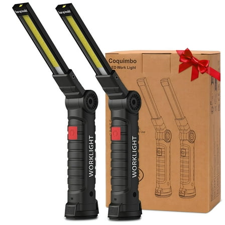 HIBIBUD Rechargeable LED Work Light Grill Lamp with Magnetic Base,5 Modes 360° Swivel (2-Pack,Black)