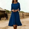 thumbnail image 5 of Odbmxy A-Line Midi Dresses for Women Long Sleeve Fall Cotton Linen Women Dresses Plain Dressy Business Flowy, 5 of 7