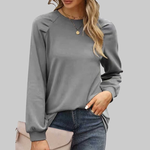 Long Sleeve Shirts for Women Cotton Crewneck Casual T-Shirts Soft Basic Tee Long Sleeve Tops Gray XXL
