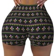 thumbnail image 2 of Uemuo Mardi Gras Fleur de Lis Pattern Women Workout Impact Shorts Scrunch Butt Lifting Gym Shorts Seamless Booty Biker Shorts-Large, 2 of 8