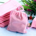 thumbnail image 2 of 50Pcs Rectangle Velvet Drawstring Pouch Wedding Favor Bag / Christmas Gift Jewelry bag 5x7cm , Pink, 2 of 10