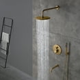 thumbnail image 2 of Boyel Living 10 inch Round Rain Shower Faucet Wall Mount Shower 3 Function Handheld Shower Head Combo Set,Brushed Gold, 2 of 10
