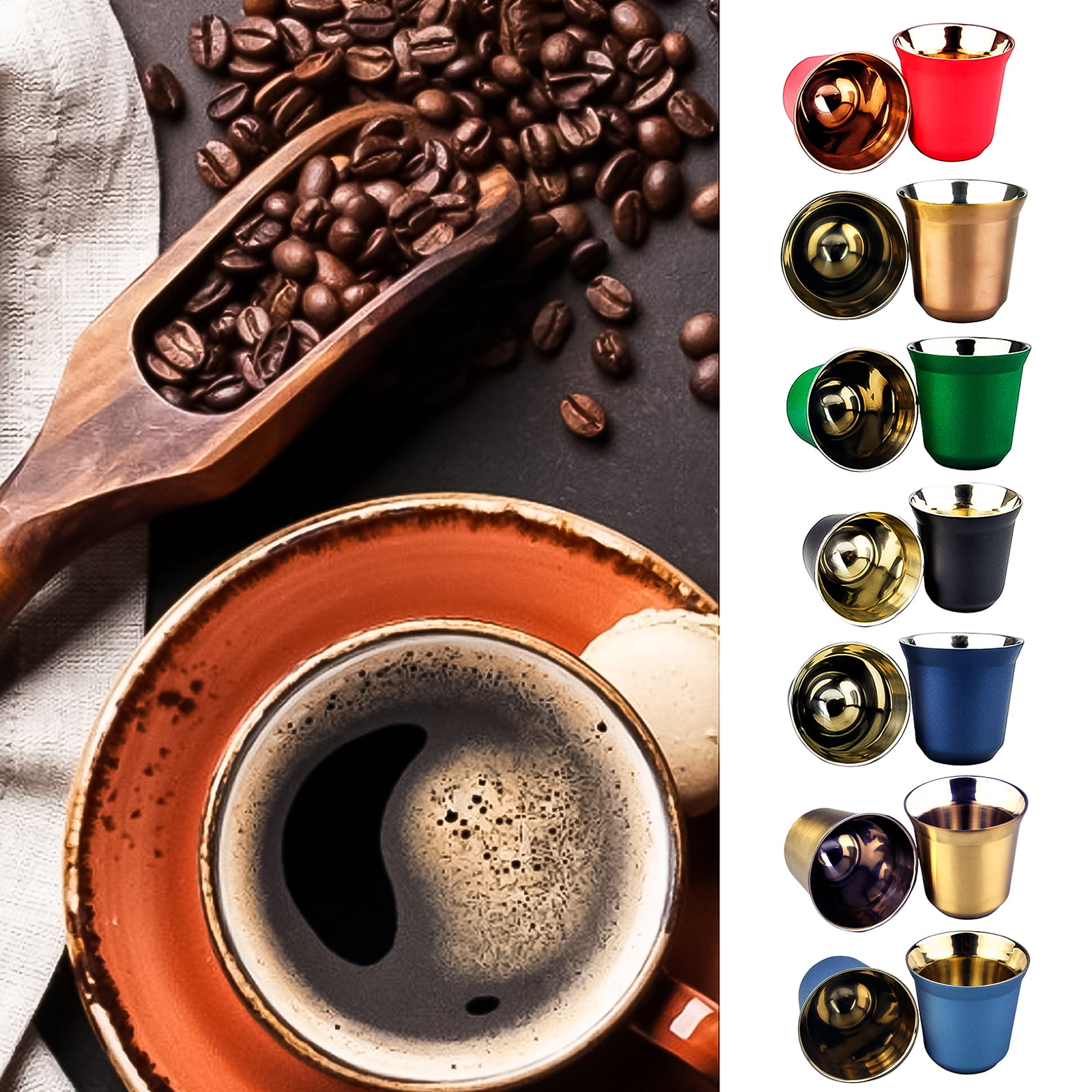 80ml Espresso Mugs Stainless Steel Double Wall Thermo Capsule Mug Coffee  Cup Milk Tea Insulated Nespresso Espresso Cups