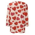 thumbnail image 5 of Fgvctg Valentine's Day Women's Tops Casual 3/4 Sleeve Crewneck Shirts Cute Date Night Pullover Tops Plus Size Sweet Love Heart Graphic Half Sleeve Blouses Light pink 3XL, 5 of 6