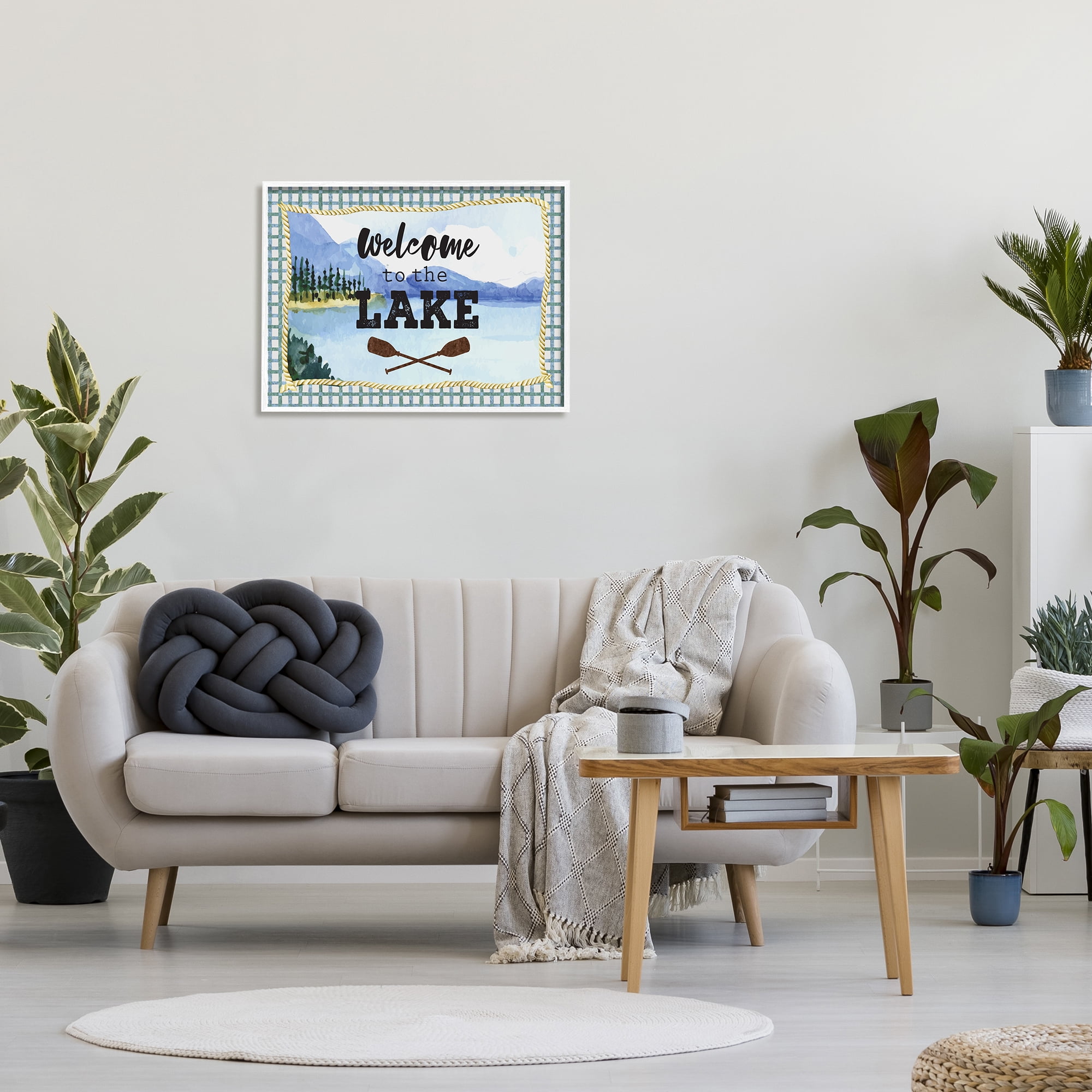 Stupell Industries Welcome to the Lake Phrase Crossed Oars Mountain Forest, 24 x 30, Designed by ND Art