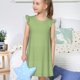 thumbnail image 4 of Balery Green Gingham Camisón de princesa para niñas, pijama de algodón con mangas abullonadas, suave y bonito.-Medium, 4 of 6