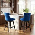 thumbnail image 4 of TEWLOSS 30" Swivel Bar Stools Set of 2, Blue Velvet Bar Height Chairs with Back for Home Pub, 4 of 9