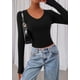 thumbnail image 5 of Crop Top PRETTYGARDEN Mujer Manga Larga Cuello en V Ajustado Negro, 5 of 9