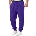 thumbnail image 2 of Men's Sweatpants Trendy Elastic Waist Drawstring Cuffed Jogging Pants Loose Lounge Casual Sweatpants for Outdoor Sports with Pockets Purple L, 2 of 7