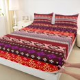 thumbnail image 3 of Feelyou Western Boho Aztec Bed Sheets for Teens, Red Tribal Square King Sheets, Vintage Fashion Style Sheet Set, Microfiber Bedroom Decor, 4 Pieces, 3 of 7