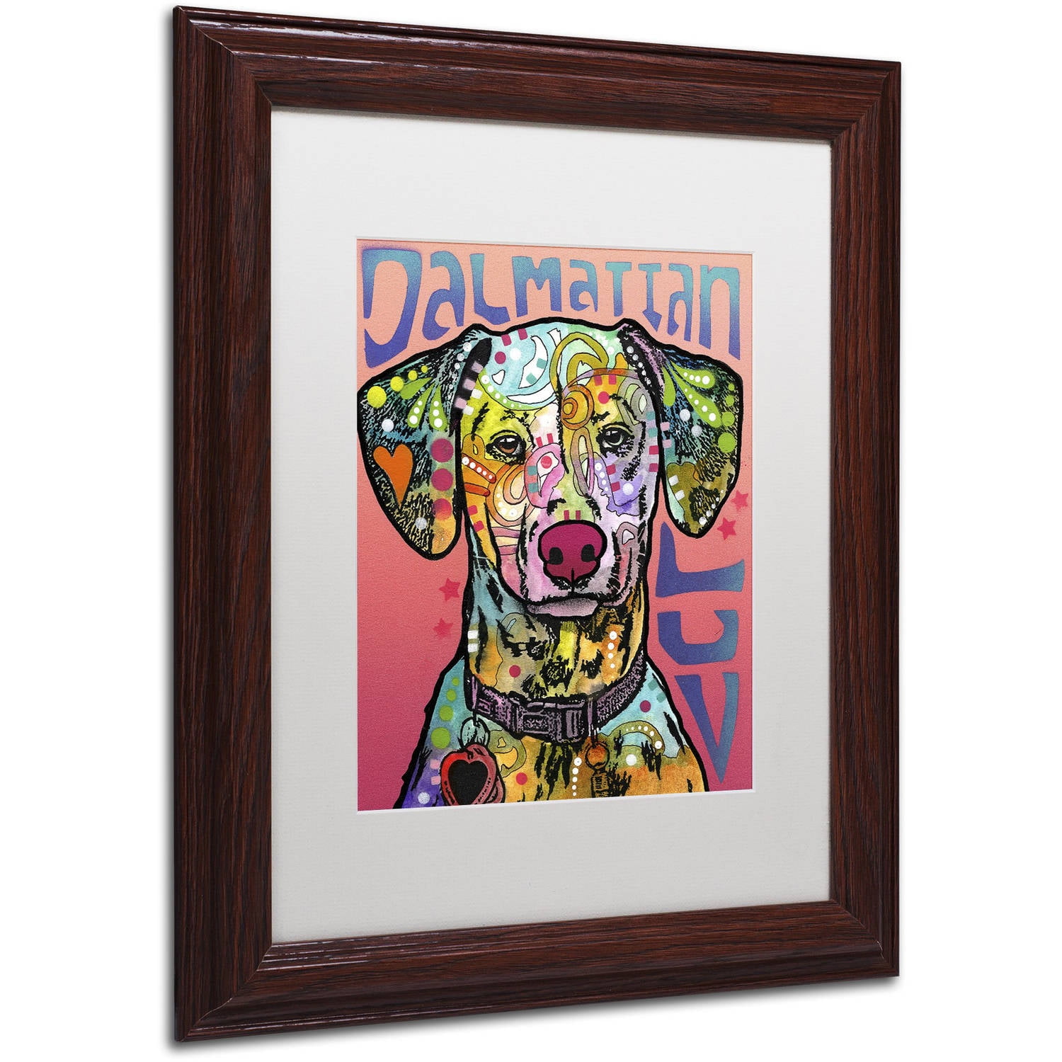 Trademark Fine Art 'Dalmatian Luv' Canvas Art by Dean Russo, White Matte, Wood Frame
