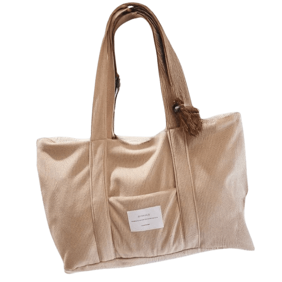 Magalis Unisex Corduroy Tote Bag Shoulder Bag, Beige