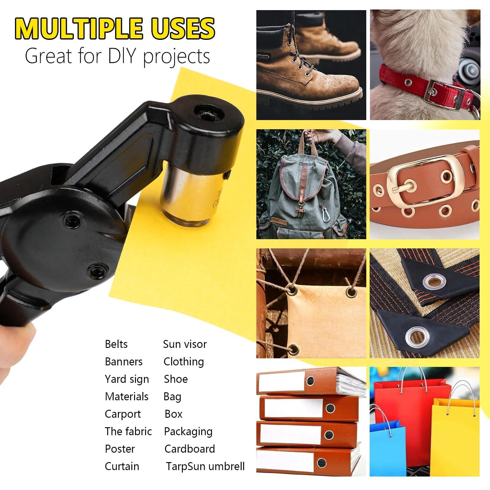 Heavy Duty Grommet Tool Kit Of 1/2" 5/16" And 3/8" Multi Size Handheld Eyelet Plier Rivet Press With 900 Grommets For Tarp Leather Fabric