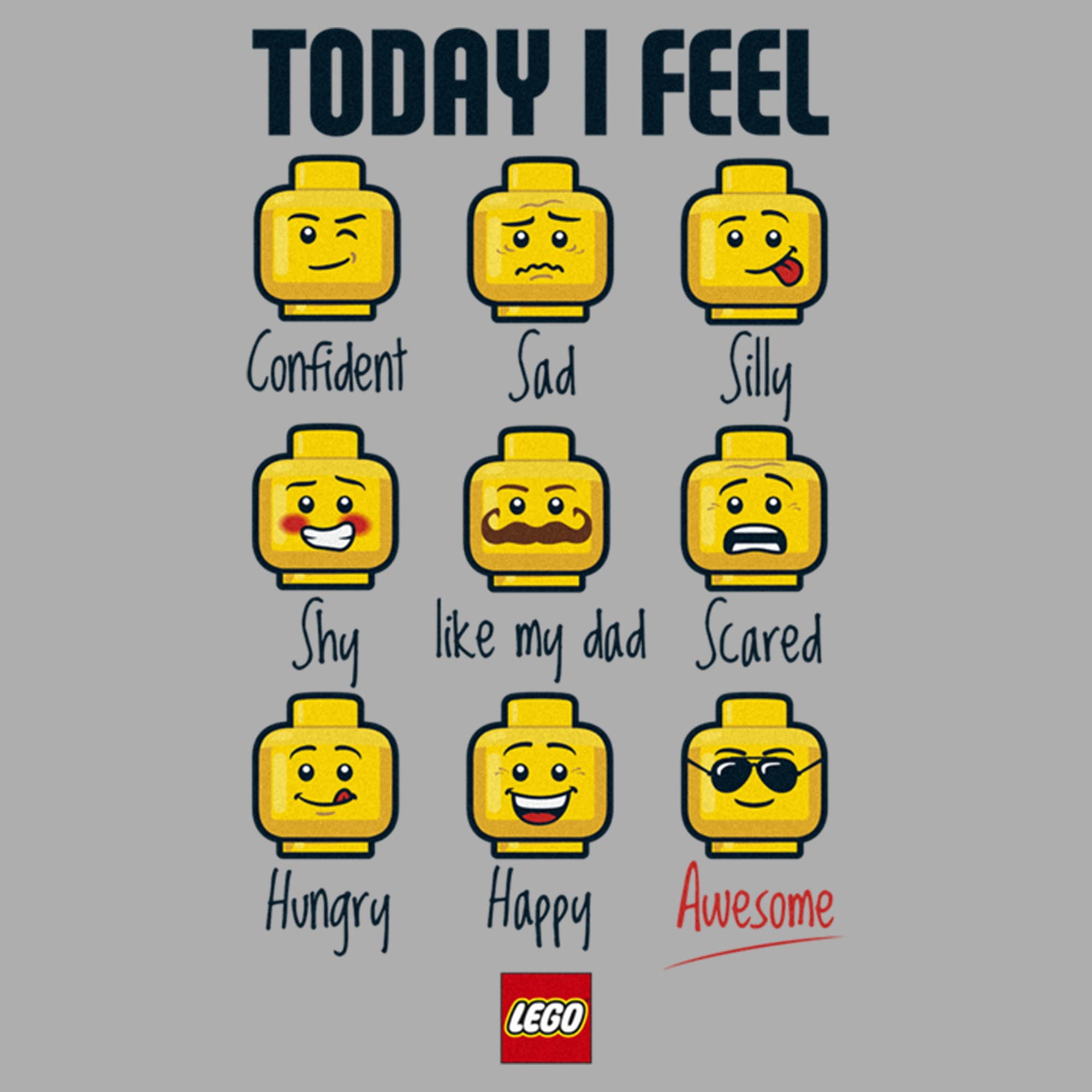 Boy's LEGO Minifigure Head Emotions Graphic Tee Athletic Heather Large - Walmart.com for Free Printable Lego Feelings Chart