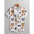 thumbnail image 4 of Camisa de manga corta con estampado de gato lindo para hombre, estilo informal, para uso diario, con impresión 3D, estilo hawaiano, estilo Harajuku, 4 of 4