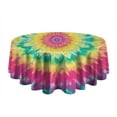 thumbnail image 5 of Colorful Rainbow Tie Dye Spiral Pattern Round Tablecloth 60"x60",Wrinkle Wipeable Table Cloth for Kitchen Dining Room Picnic Patio Party, 5 of 6
