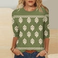 thumbnail image 2 of QATAINLAV Blouses pour Femmes Habillées Décontractées Manches 3/4 Col Rond Tuniques Chemises Imprimé Graphique Vintage Boho Hauts d'Été Grande Taille T-Shirts Soldes Quotidiennes Liquidation Vert TTTG, 2 of 6