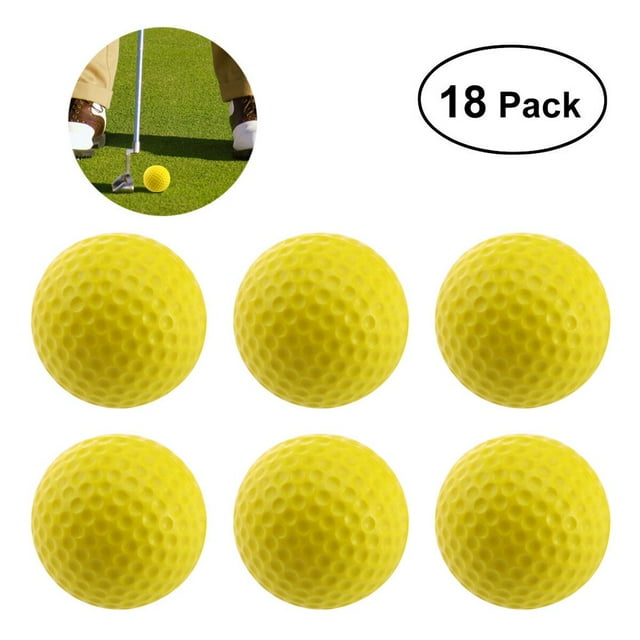 LEEYNEER Practice Plastic Golf Balls 18PCS Yellow Dimpled PU Golf Balls Indoor Use