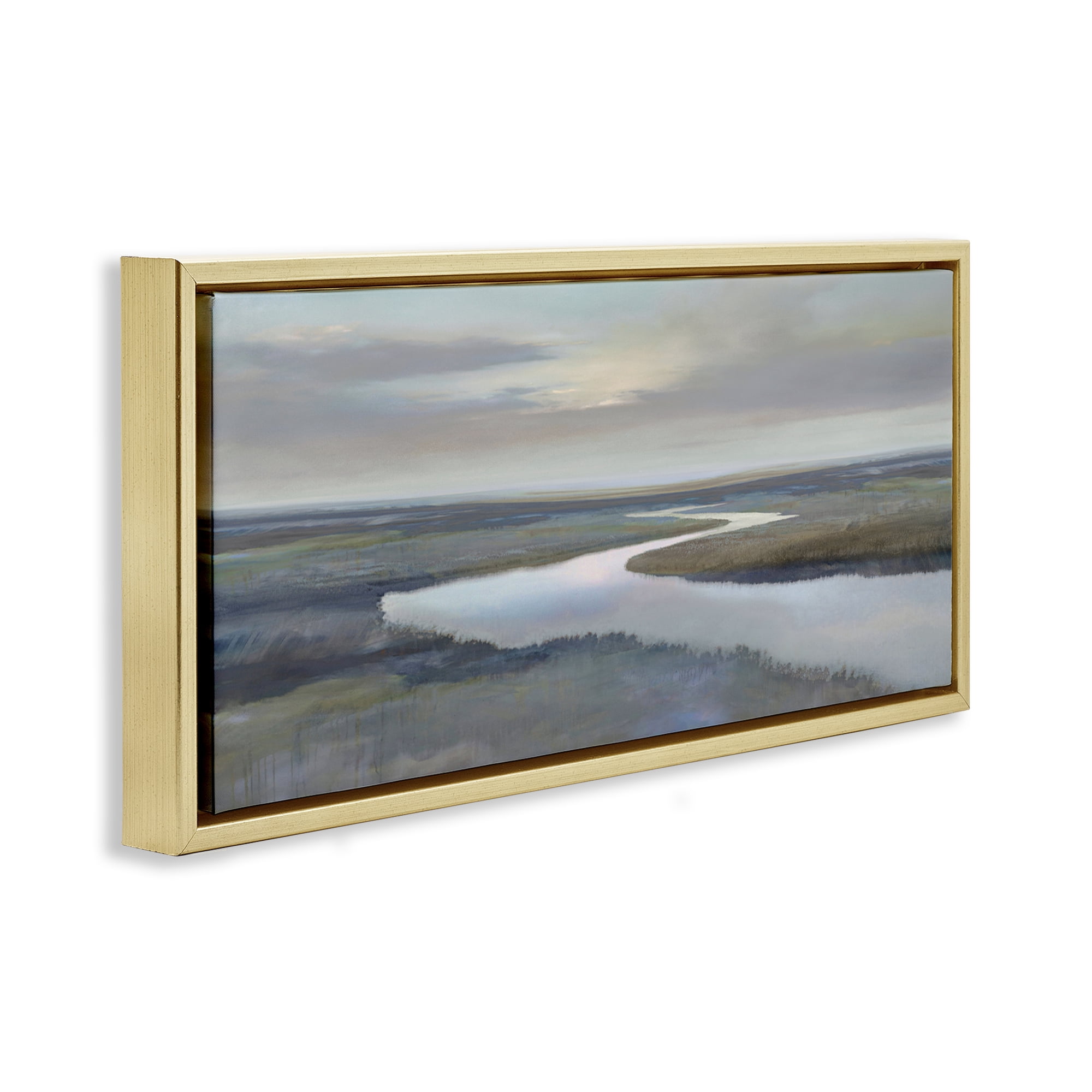 Stupell Industries Foggy Riverbend Atmosphere Gold Framed Floater Canvas Wall Art, design by Christy McKee