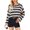 Black, variant on Women's Retro Casual Loose Fashion Winter Short Knitted Striped O-Neck Sweater, Chic and Comfortable, Perfect for Layering and Seasonal Activities,Blue,L