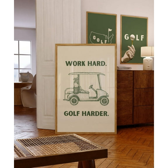 Modroom Work Hard Golf Harder Print - Golf Courses & Golf Cart Wall Arts For Golfers, Sports Decor Wall Art, Modern Wall Decor, 8x12 UNFRAMED