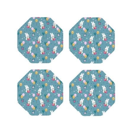 

Tideii Rabbit And Balloon for Leather Coasters 4 Pieces Anti-fouling and Anti-scalding Decorative Coasters Suitable for Restaurants Kitchens Coffee Shops-Octagon