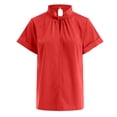 thumbnail image 7 of vigerkar Women's Dressy Business Casual Blouses Short Sleeve Tops Summer Outfits Pleated Work Shirts (Red, S), 7 of 7