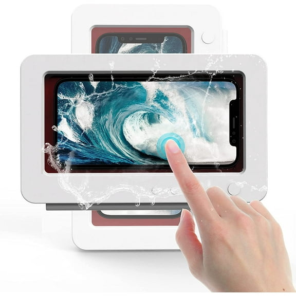 Shower Phone Holder Waterproof 360° Rotation Shower Phone Case HD Touch Screen Wall Mount up to 6.8inch for Cell Phones iPhone 11 12 Pro XR XS MAX Samsung Galaxy S21, White