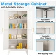thumbnail image 3 of Hyxoo Metal Pantry Storage Cabinet, Kitchen Storage Cabinets with Adjustable Feet and Shelves, Metal Pantry Cabinet for Kitchen, Living Room, Laundry Room and Dinning Room (2door-White), 3 of 9