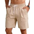 thumbnail image 2 of Aimik Mens Plain Shorts Large Patch Pockets Drawstring Waist Mens Athletic Shorts Summer Soft Linen Shorts for Daily, 2 of 6