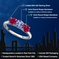 thumbnail image 2 of Gem Stone King 925 Sterling Silver Blue Tanzanite and Red Created Ruby Engagement Ring for Women | 1.66 Cttw | Round 5MM | Gemstone December Birthstone | Size 5, 2 of 6