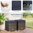 thumbnail image 5 of Costway 2PCS Patio Rattan Ottomans Seat Side Table Storage Box Footstool W/Cushions Navy, 5 of 9