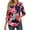 Blue, variant on Hawaiian Shirts for Women Tropical Floral Print V Neck 3/4 Sleeve Top Blouses Vacation Outfits