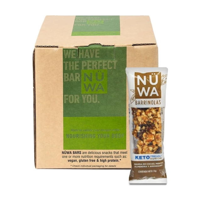 NÜWA 20Pack Keto: Barritas de Cacao - Veganas - Snack Saludable - Vitamina E - Sin Azúcar Añadida - 20 pz - Ingredientes Naturales - Sin Conservadores - Sin Gluten
