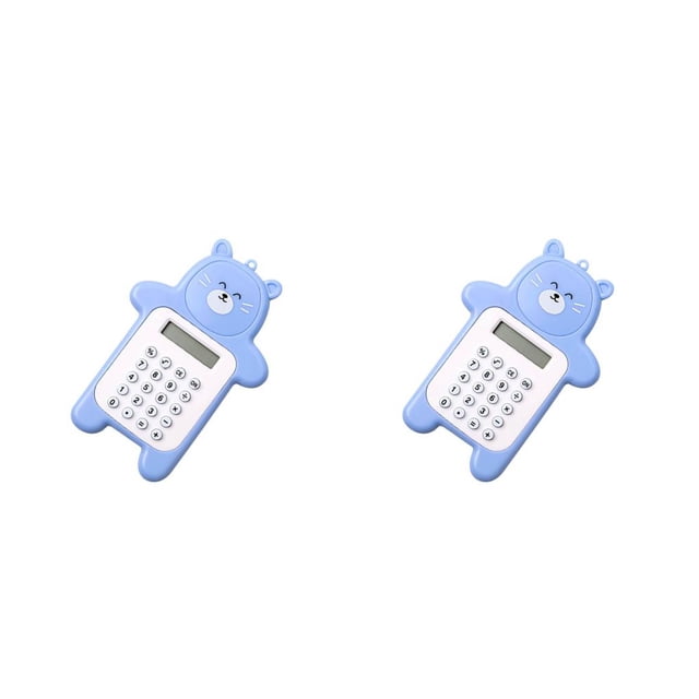 Methold Calculadora de dibujos animados para el hogar, oficina, escuela, herramienta de conteo de matemáticas, tamaño Mini, calculadoras en forma de Azul 2piezas