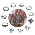 thumbnail image 4 of Juego de 11 anillos huecos con forma geométrica de estrella antigua vintage en plata para mujer Juego de anillos apilables retro en plata Anillos de plata de moda para chicas adolescentes, 4 of 7