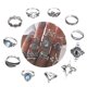 thumbnail image 4 of Juego de 11 anillos huecos con forma geométrica de estrella antigua vintage en plata para mujer Juego de anillos apilables retro en plata Anillos de plata de moda para chicas adolescentes, 4 of 7