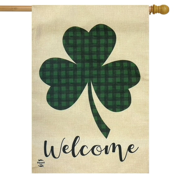 Briarwood Lane Welcome Shamrock St. Patrick's Day Burlap House Flag