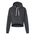 thumbnail image 4 of J. America 8853 Women's Crop Hooded Sweatshirt-BLACK TRIBLEND-XL, 4 of 5