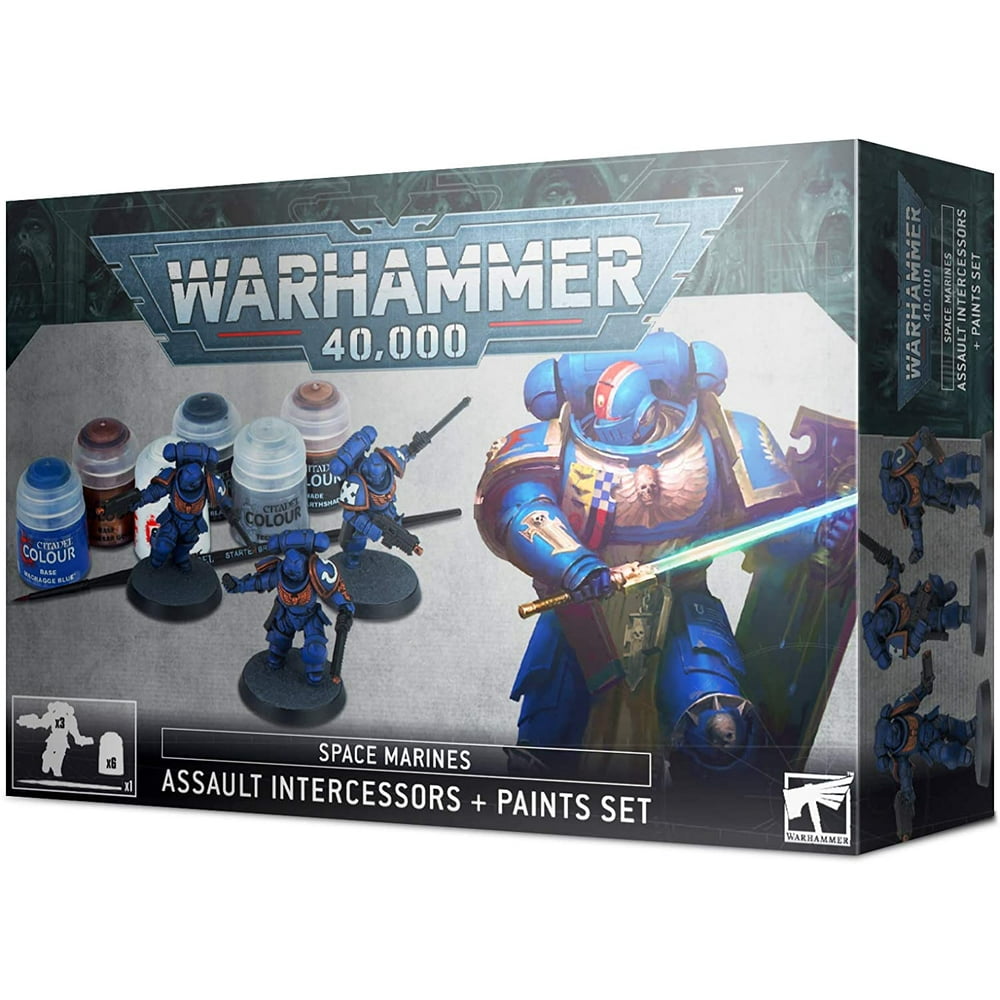 Warhammer 40k 40,000 Space Marines Assault Intercessor + Paint Set