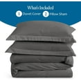 thumbnail image 3 of Couture Charm 3 Sided Zipper Closure Duvet Cover 3-Piece Set Unique Design 600-TC Egyptian Cotton, Queen ( 90" x 90" ) (Dark Grey, Stripe), 3 of 4