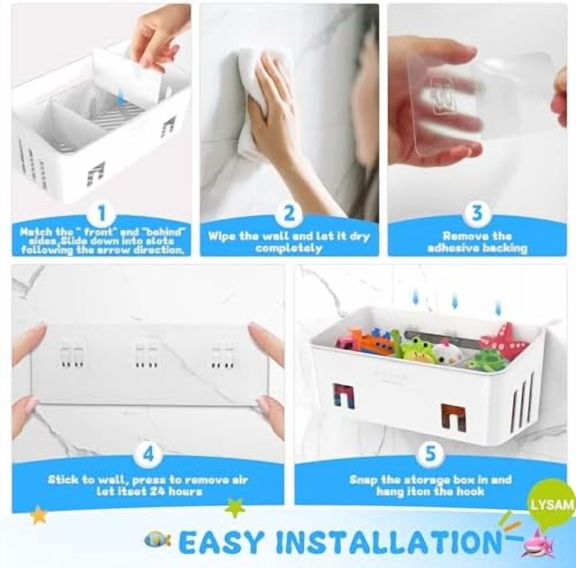 Bath Toy Storage 2 Packs, Large Bath Toy Holder with 3 Compartment, Quick Dry Bathtub Toy Organizer, Bath Tub Toy Net, Shower Toy Basket & Bin, Bathroom Accessories for Baby,Toddler,Kids（White）