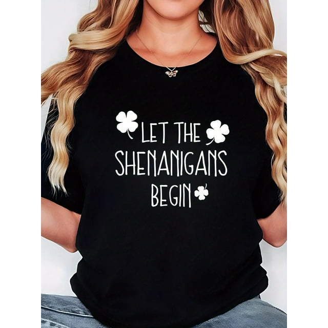 St. Patrick'S Day Themed T-Shirt St. Patrick'S Day Themed Casual Women'S T-Shirt with Short Sleeves And a Slightly Stretchy Round Neck.