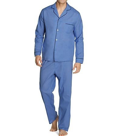 Hanes Mens Woven Plain-Weave Pajama Set