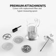 thumbnail image 3 of OVENTE French Press Coffee Maker 20 Ounce with Heat Resistant Borosilicate Glass, Stainless Steel Design and 4-Level Filter System, Portable Cold Brewer Pot for Travel, Camping or Gift, Silver FSH20S, 3 of 9