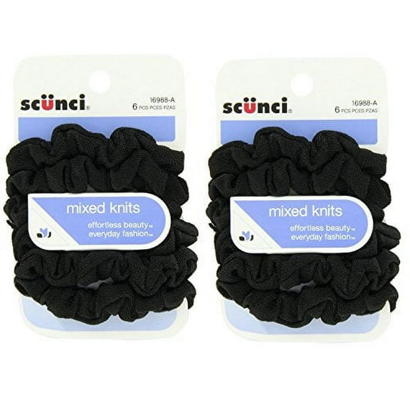 Scunci Effortless Beauty Mini Slinky Black Twisters, 12-Count